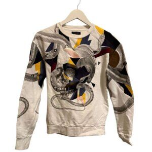 ZARA MAN Graphic Skull & Serpent Sweatshirt Cream Men's Small